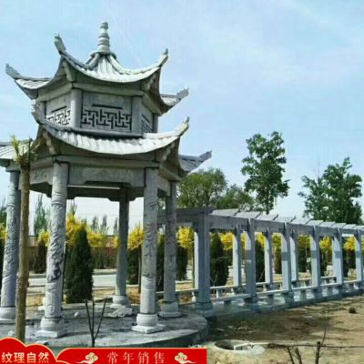 户外园林景观大理石石雕双层凉亭博鱼网页版