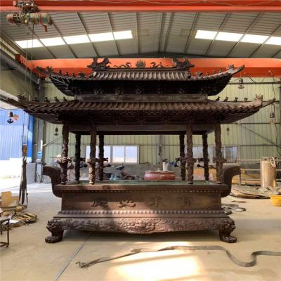 仿古建筑长形八龙浮雕铸铜景区寺院香炉博鱼网页版