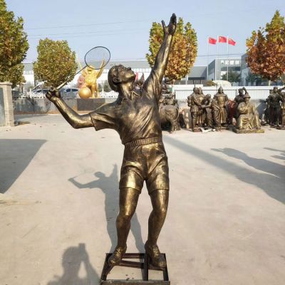 铸铜 玻璃钢仿铜打羽毛球运动人物博鱼网页版 公园草坪小品 