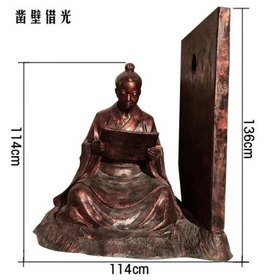 玻璃钢仿铜凿壁借光看书的人物博鱼网页版