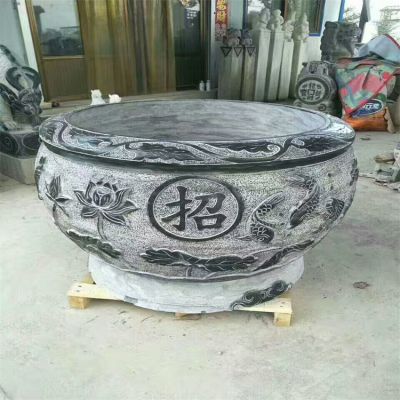 青石石雕浮雕鱼庭院花盆博鱼网页版