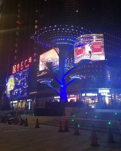 广场大型不锈钢镂空创意景观树摆件