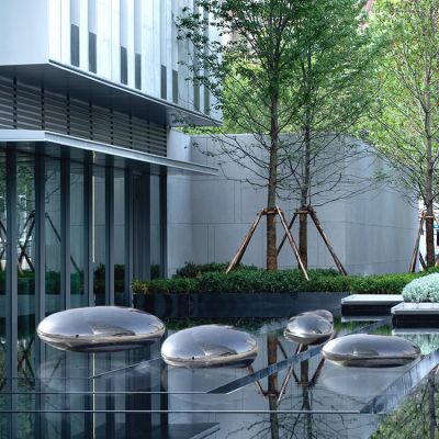 不锈钢镜面鹅卵石头博鱼网页版 几何创意金属水滴浪花园林景观装饰摆件