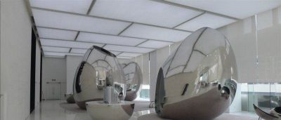 售楼部室内摆放不锈钢抽象异形座椅博鱼网页版