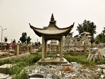 四角仿斗拱顶园林景观摆放休闲凉亭