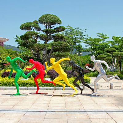 户外抽象人物玻璃钢体育广场跑步打篮球运动景观摆件博鱼网页版