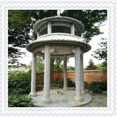 圆形仿古建双层青石园林景观凉亭装饰摆件