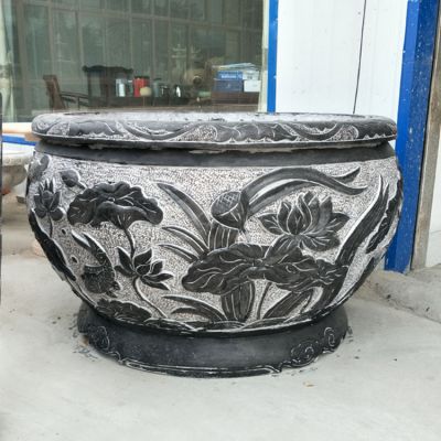 大理石青石石缸做旧仿古鱼缸庭院花盆博鱼网页版