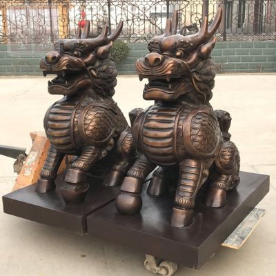别墅小区玻璃钢仿铜神兽麒麟博鱼网页版