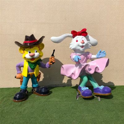 商场玻璃钢卡通美陈摆件动物博鱼网页版