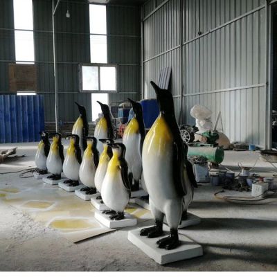 仿真企鹅摆件 玻璃钢企鹅博鱼网页版模型 海洋公园冰雪主题仿真动物博鱼网页版