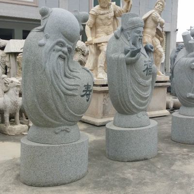 景区寺庙摆放天然花岗岩圆雕刻福寿星博鱼网页版