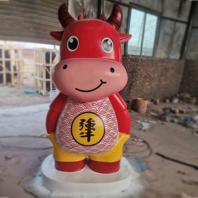 商店户外摆放玻璃钢彩绘卡通牛小品博鱼网页版