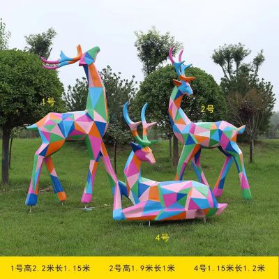 玻璃钢彩绘几何抽象鹿博鱼网页版