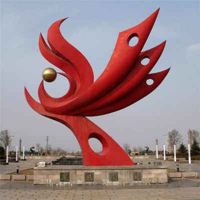 大型广场不锈钢抽象彩绘凤凰形象文化宣传博鱼网页版  