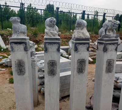 仿古青石神兽别墅门前拴马柱摆件