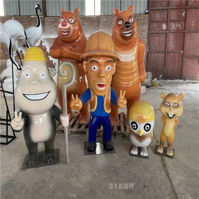 商业街玻璃钢迎宾卡通人偶博鱼网页版摆件