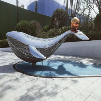 广场户外水景摆件不锈钢镜面抽象鲸鱼博鱼网页版