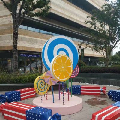 玻璃钢卡通棒棒糖摆件糖果儿童座椅 公园小品博鱼网页版