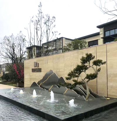 庭院水池景装饰抽象立体镂空铁艺山峰山峦造型博鱼网页版