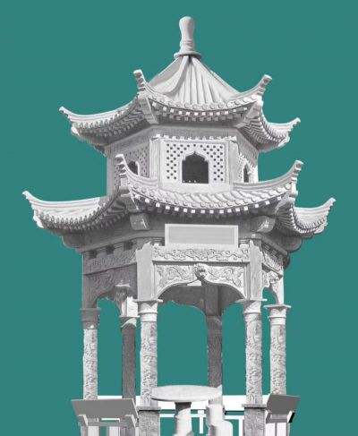 青石仿古建双层镂空景区园林凉亭