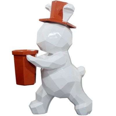 游乐园摆放玻璃钢抽象几何兔子博鱼网页版