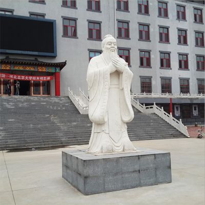 校园图书馆摆放汉白玉孔子像石博鱼网页版