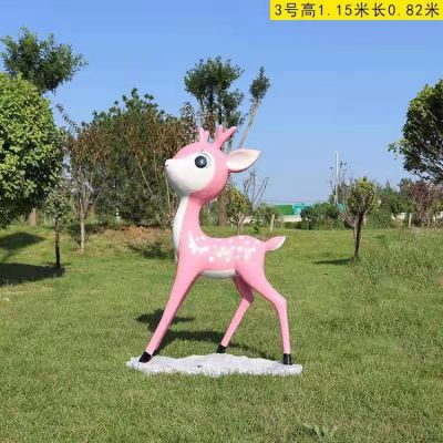 玻璃钢喷漆卡通小鹿景观园林摆件