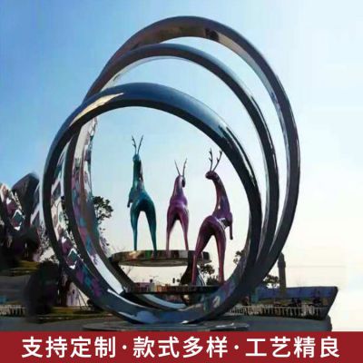 大型户外不锈钢主题园林博鱼网页版 商业街美陈网红摆件