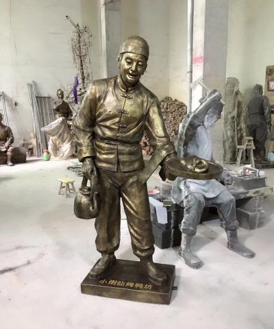 小吃铺店小二上菜玻璃钢喷漆人物博鱼网页版