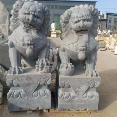 青石雕刻 企业大门口摆放镇宅招财石狮子博鱼网页版