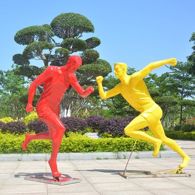 公园林景观玻璃钢彩绘跑步运动人物博鱼网页版摆件