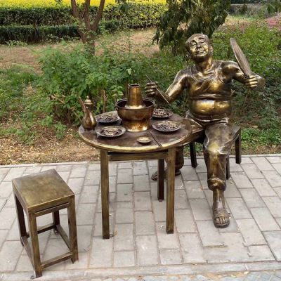 餐馆摆放玻璃钢仿铜吃火锅人物博鱼网页版 小品
