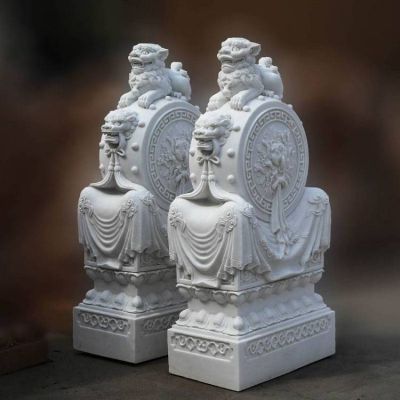 庭院门口门墩大理石青石石雕狮子抱鼓石博鱼网页版