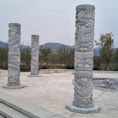文化广场大型石雕浮雕龙柱