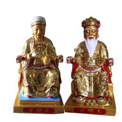 寺庙摆放灶神土地爷土地婆玻璃钢彩绘佛像