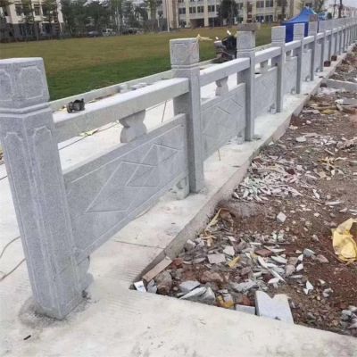 村庄河道边装饰青石浮雕防护栏板