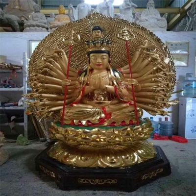 不锈钢喷金烤寺庙大型景观千手观音博鱼网页版