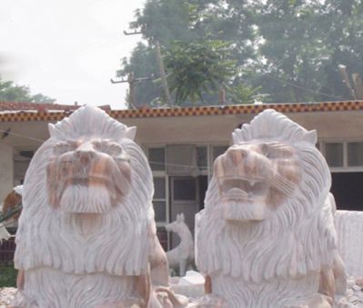 墓地大型仿真动物汉白玉石雕狮子博鱼网页版