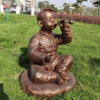 户外公园玻璃钢仿铜吹泡泡的人物博鱼网页版