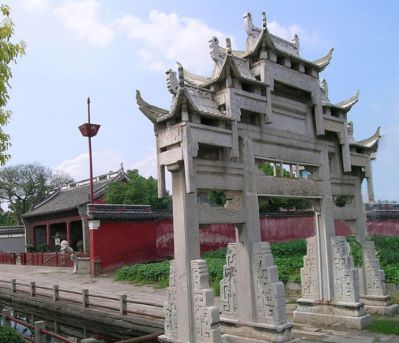 寺庙三门小型牌坊花岗岩石雕
