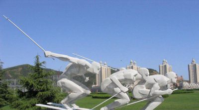 公园不锈钢抽象滑雪的人物景观博鱼网页版