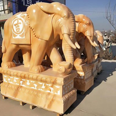 酒店企业创意石雕晚霞红园林景观大象博鱼网页版