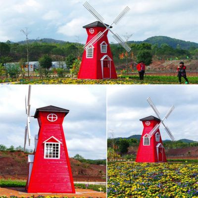 旅游景点户外装饰防腐木荷兰风车田园装饰