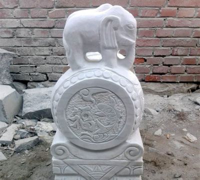 庭院寺院汉白玉石雕抱鼓石上面的大象博鱼网页版