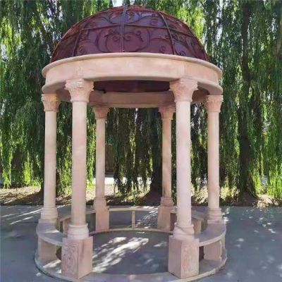 欧式石雕凉亭，铁艺半球型圆顶亭子
