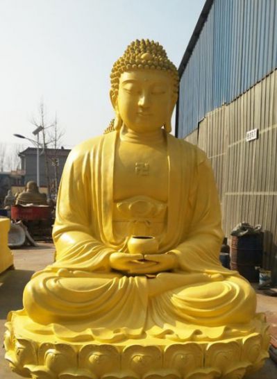 景区庙宇大型仿真人物景观不锈钢喷金鎏金如来佛祖博鱼网页版