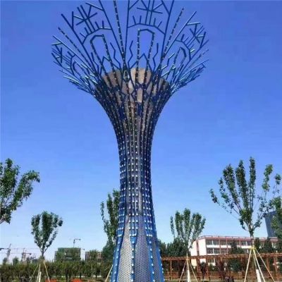 公园摆放大型发光不锈钢抽象树