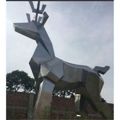 户外广场大型几何不锈钢抽象梅花鹿博鱼网页版