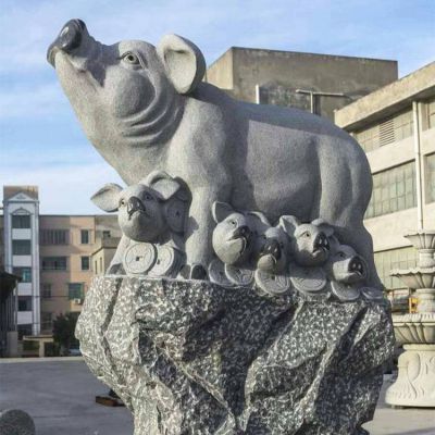 青石大理石雕刻十二生肖猪博鱼网页版公园广场摆件